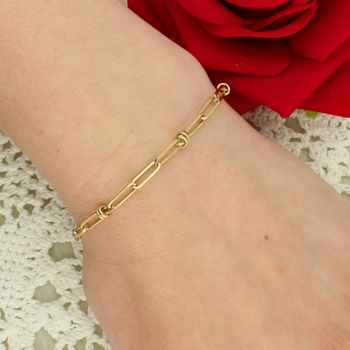 Złota bransoletka damska 375 splot spinacze z kółeczkami 19 cm 375.jpg