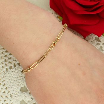 Złota bransoletka damska 375 splot spinacze z kółeczkami 19 cm zapięcie.jpg