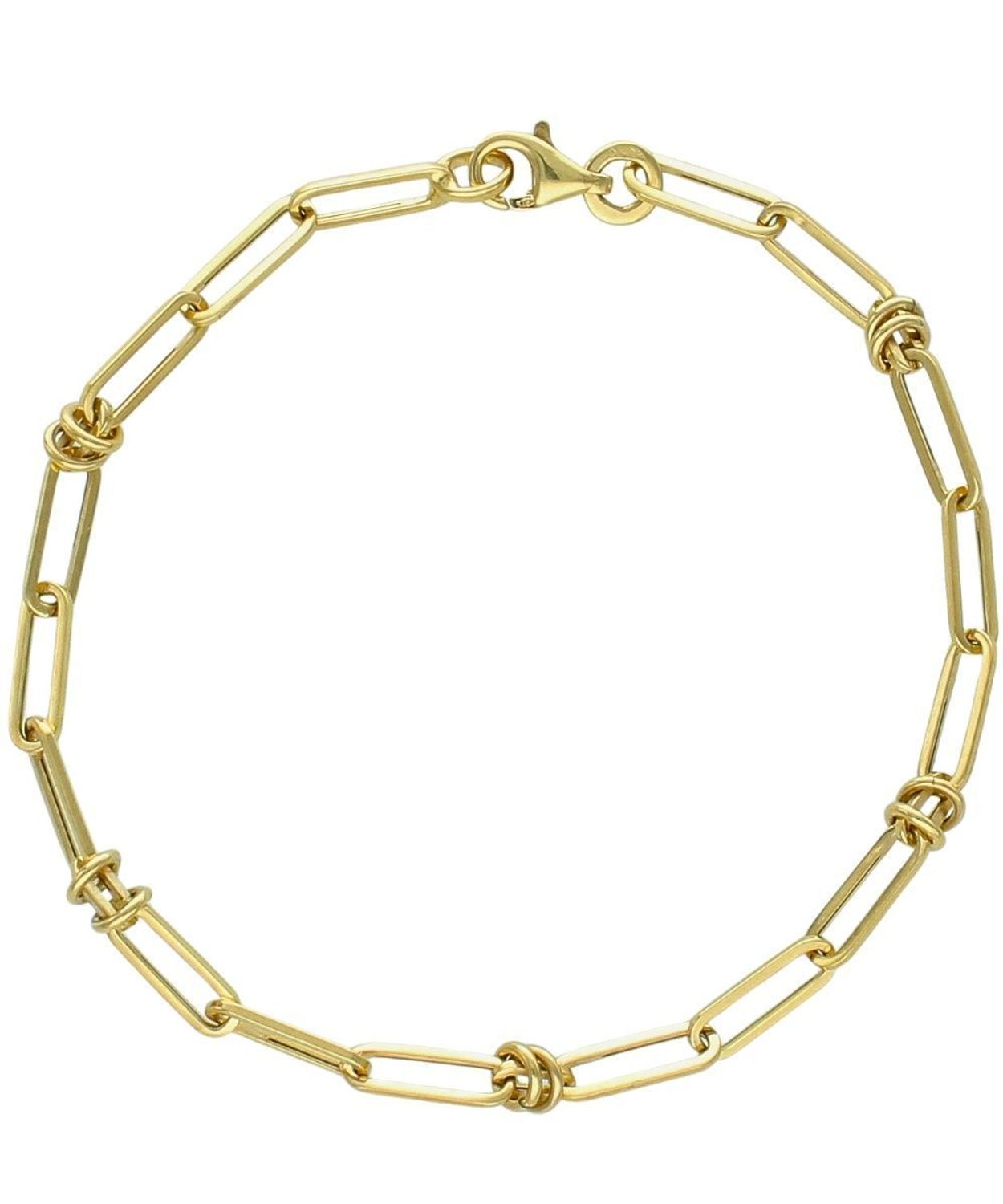 Złota bransoletka damska 375 splot spinacze z kółeczkami 19 cm.jpg