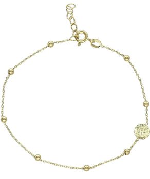 Złota bransoletka celebrytka 375 z kuleczkami i grawerowanym kółkiem gold..jpg