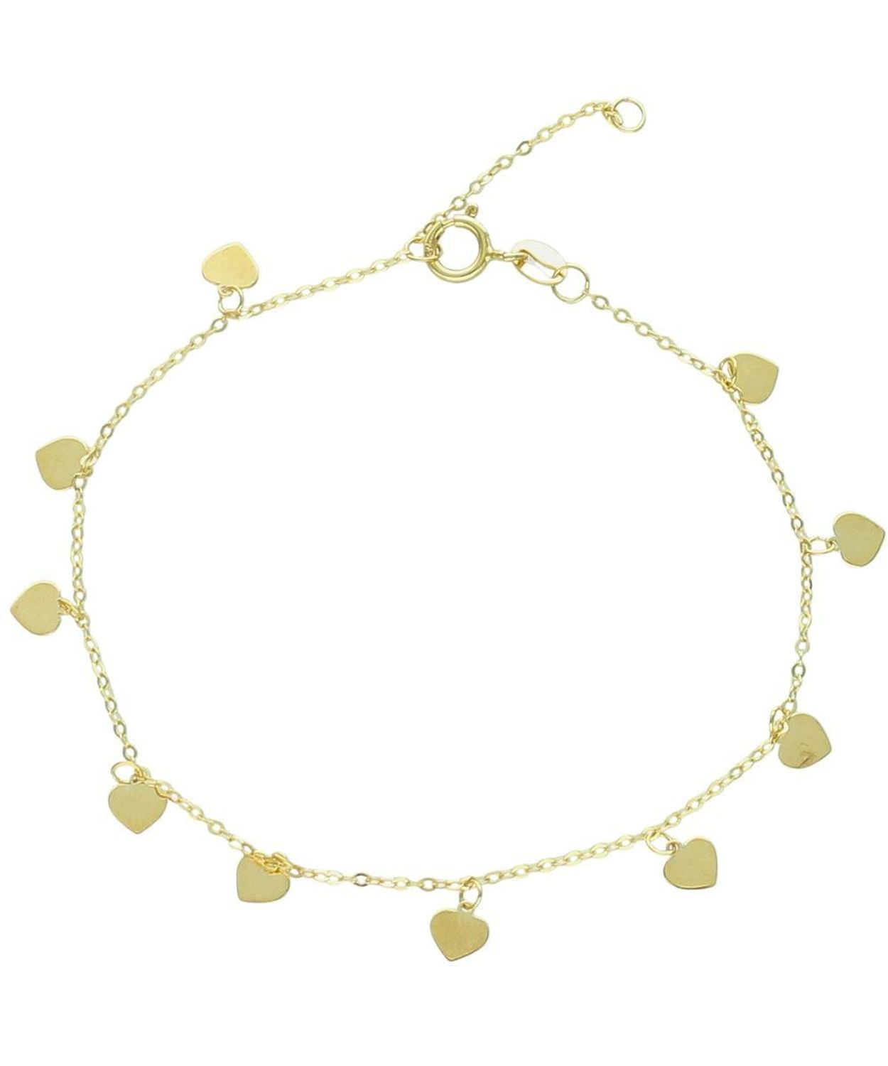 Złota bransoletka celebrytka 375 z wiszącymi serduszkami – delikatna serca.jpg
