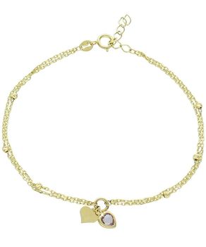 Złota bransoletka 585 z serduszkami i cyrkonią – podwójny łańcuszek, regulowana 17–19 cm.jpg