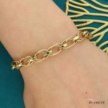 Złota bransoletka damska 585 z kółeczkami – regulowana 16 cm + przedłużka (2).jpg