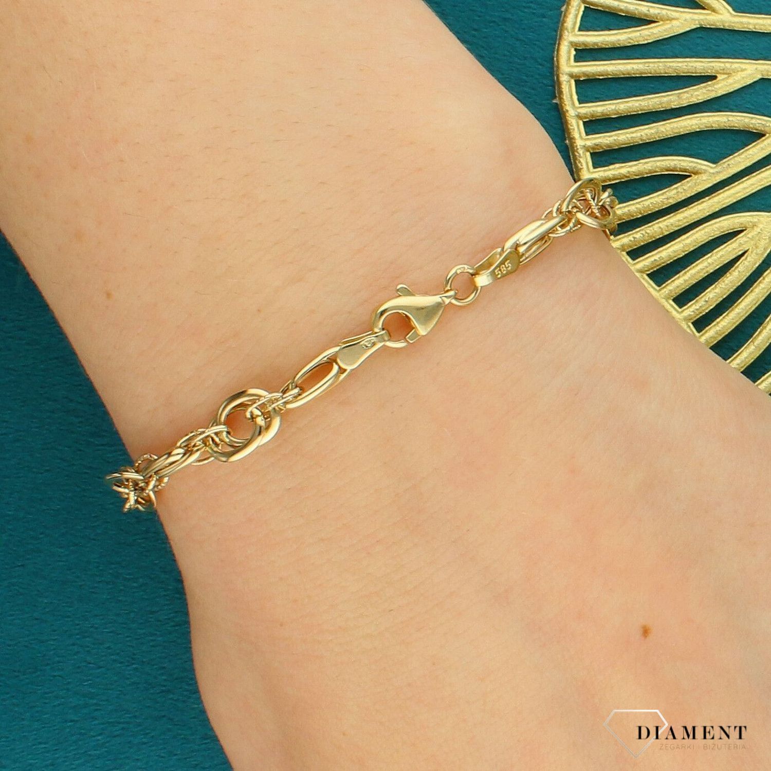 Złota bransoletka 585 GRANDE diamentowana – elegancka bransoletka damska.jpg