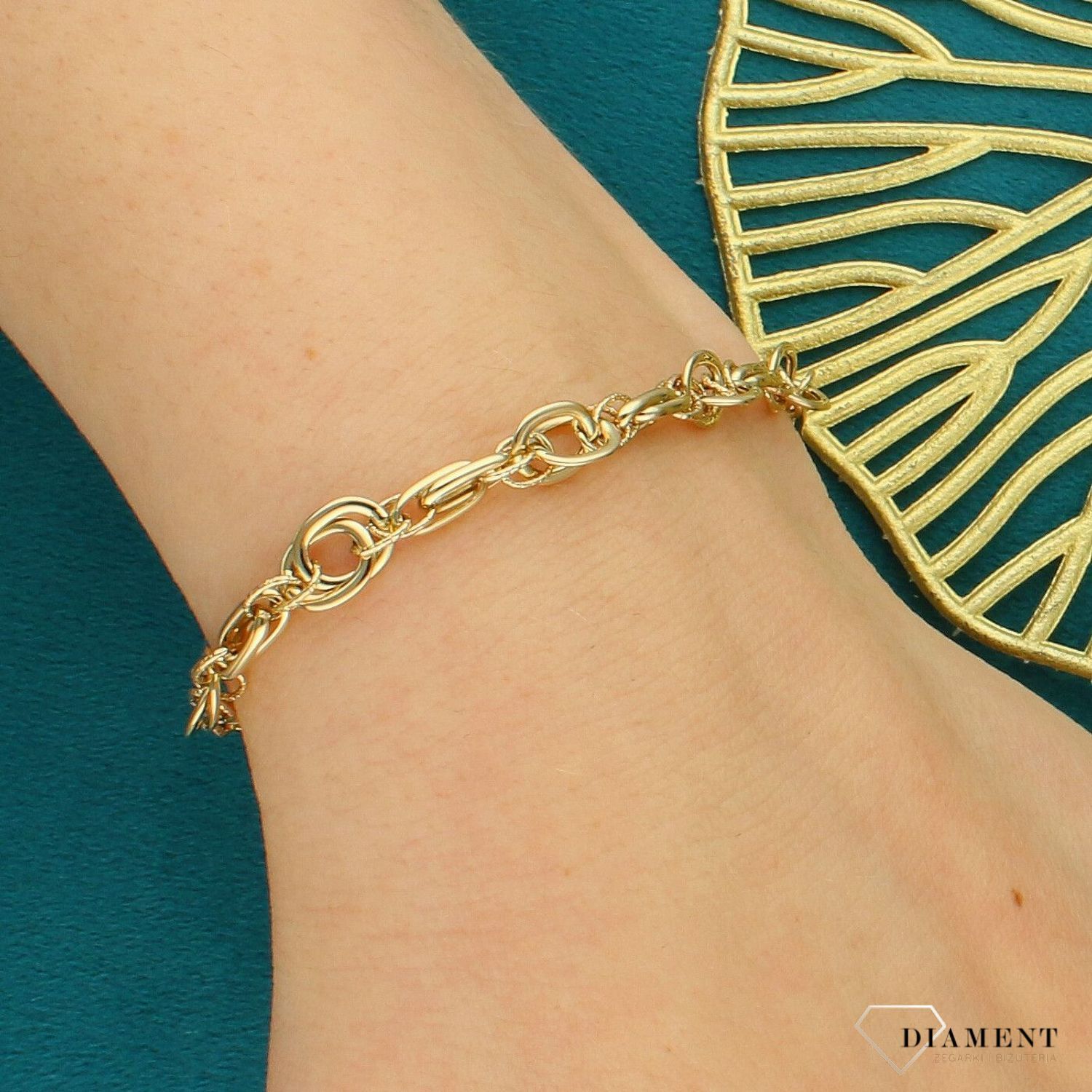 Złota bransoletka 585 GRANDE diamentowana – elegancka bransoletka damska.jpg