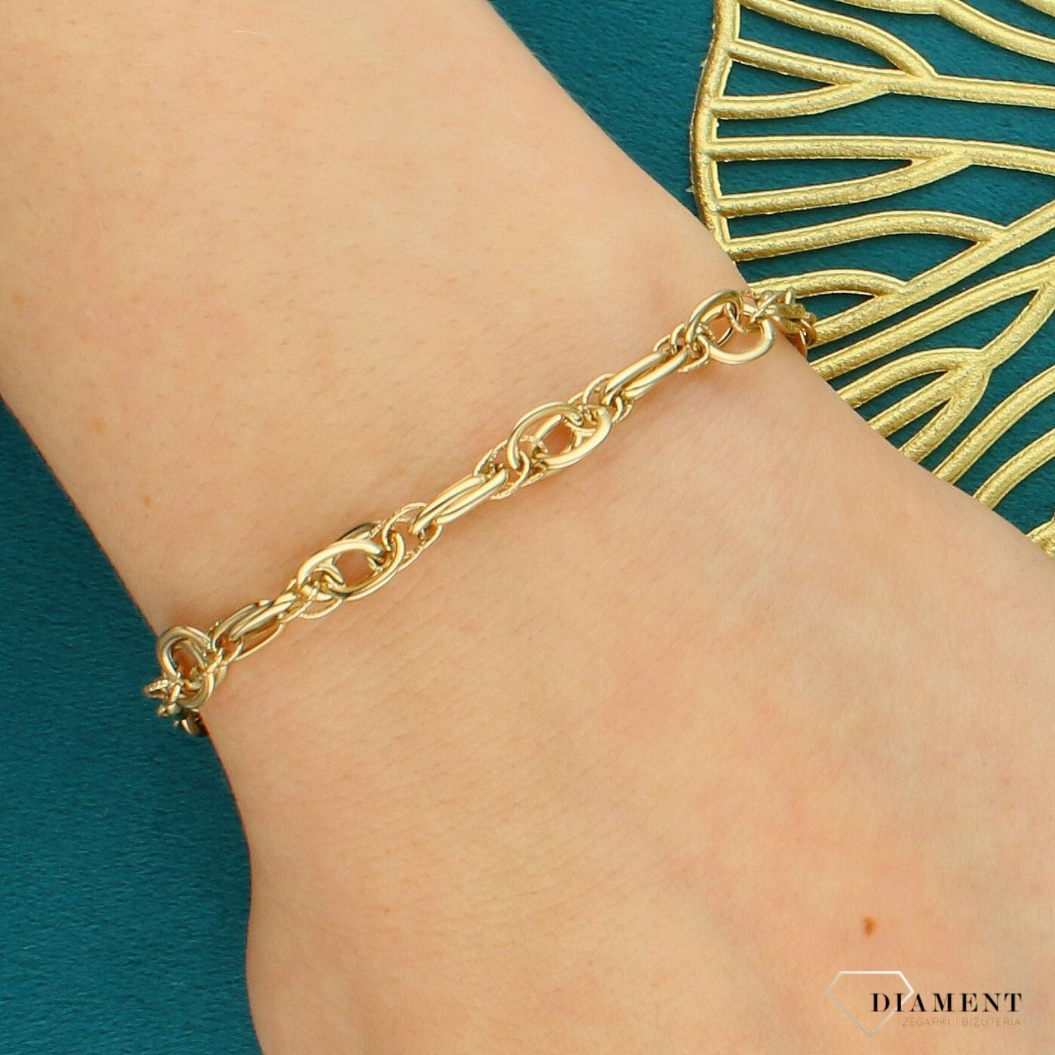 Złota bransoletka 585 GRANDE diamentowana – elegancka bransoletka damska.jpg