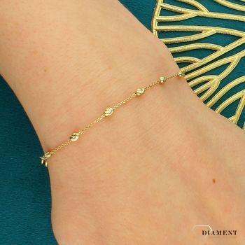 Złota bransoletka 585 diamentowana owalne elementy – regulowana 17 cm + 2,5 cm (2).jpg