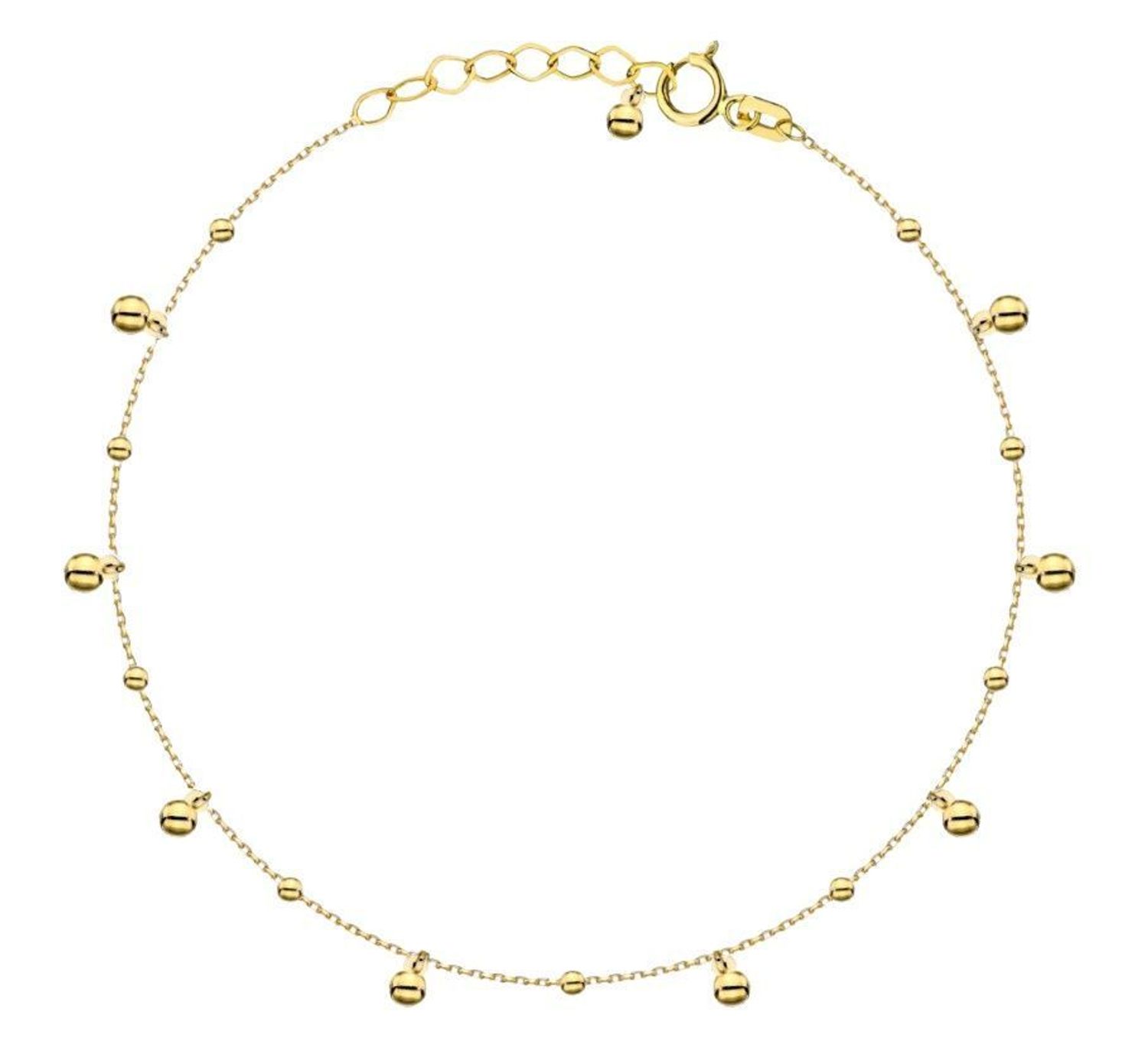 Bransoletka złota 585 gładkie wiszące kulki celebrytka 17+2 cm.jpg