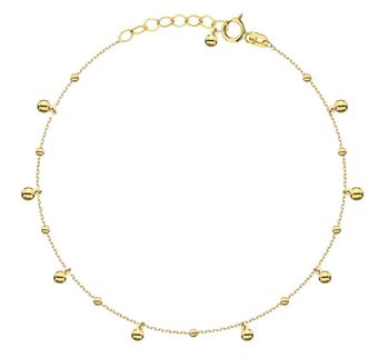 Bransoletka złota 585 gładkie wiszące kulki celebrytka 17+2 cm.jpg