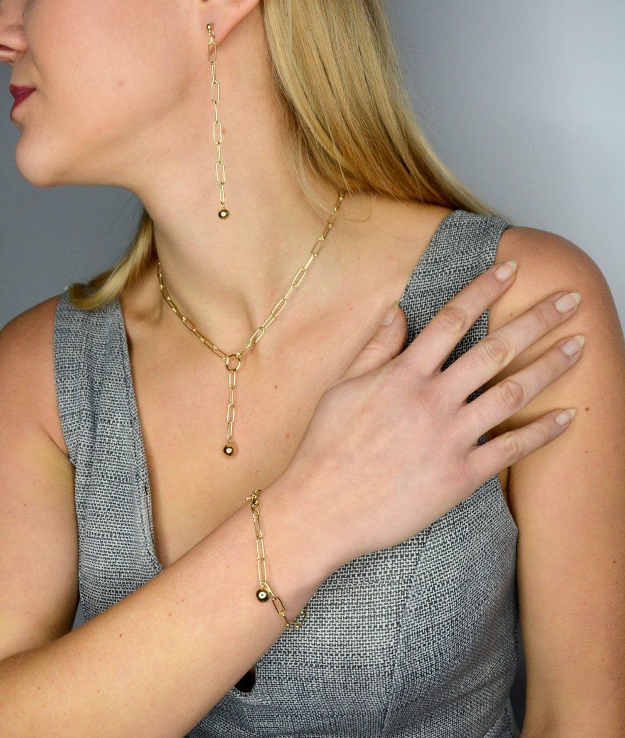 Złota bransoletka 585 Łańcuch z kuleczką DIA-BRA-1734-585.jpg