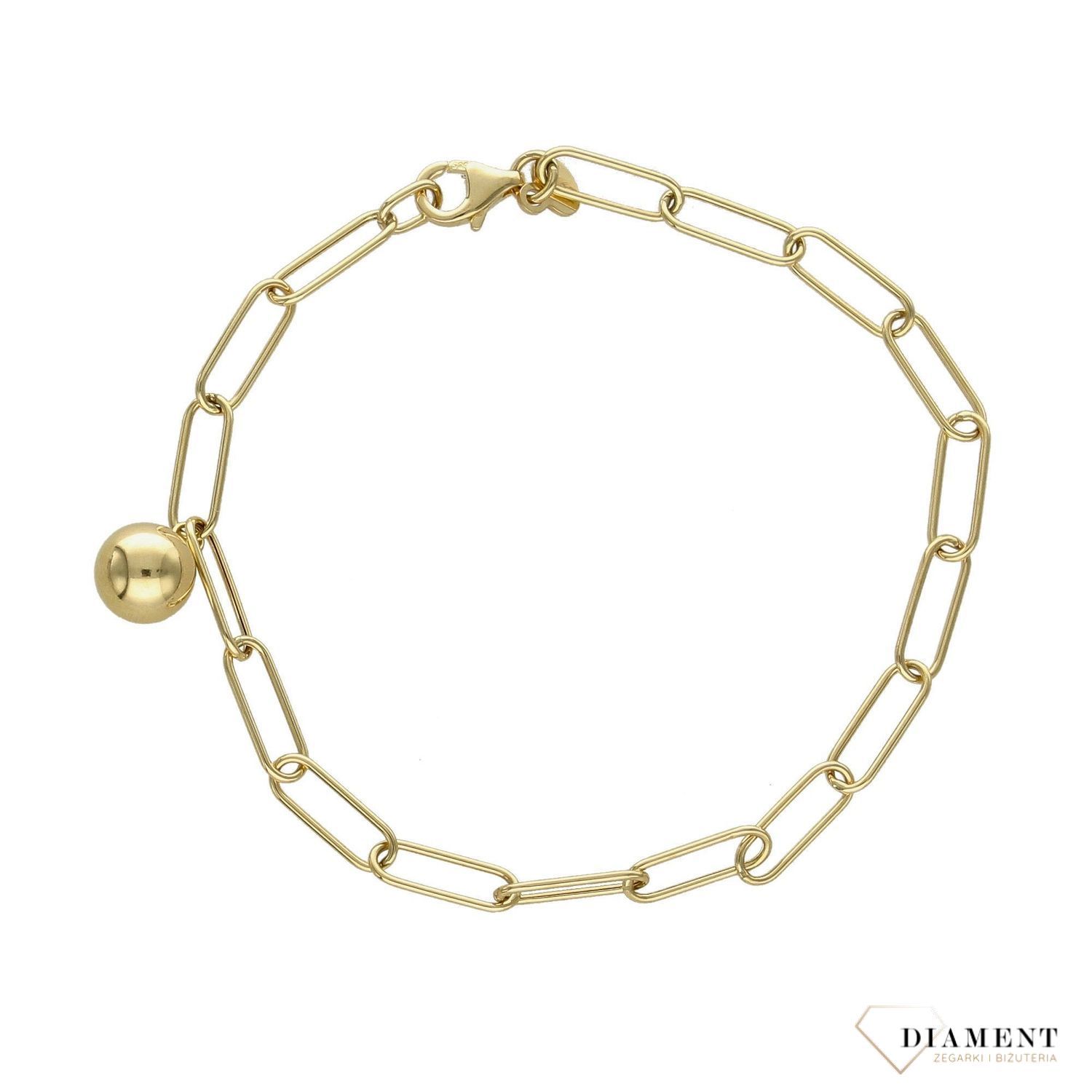 Złota bransoletka 585 Łańcuch z kuleczką DIA-BRA-1734-585.jpg
