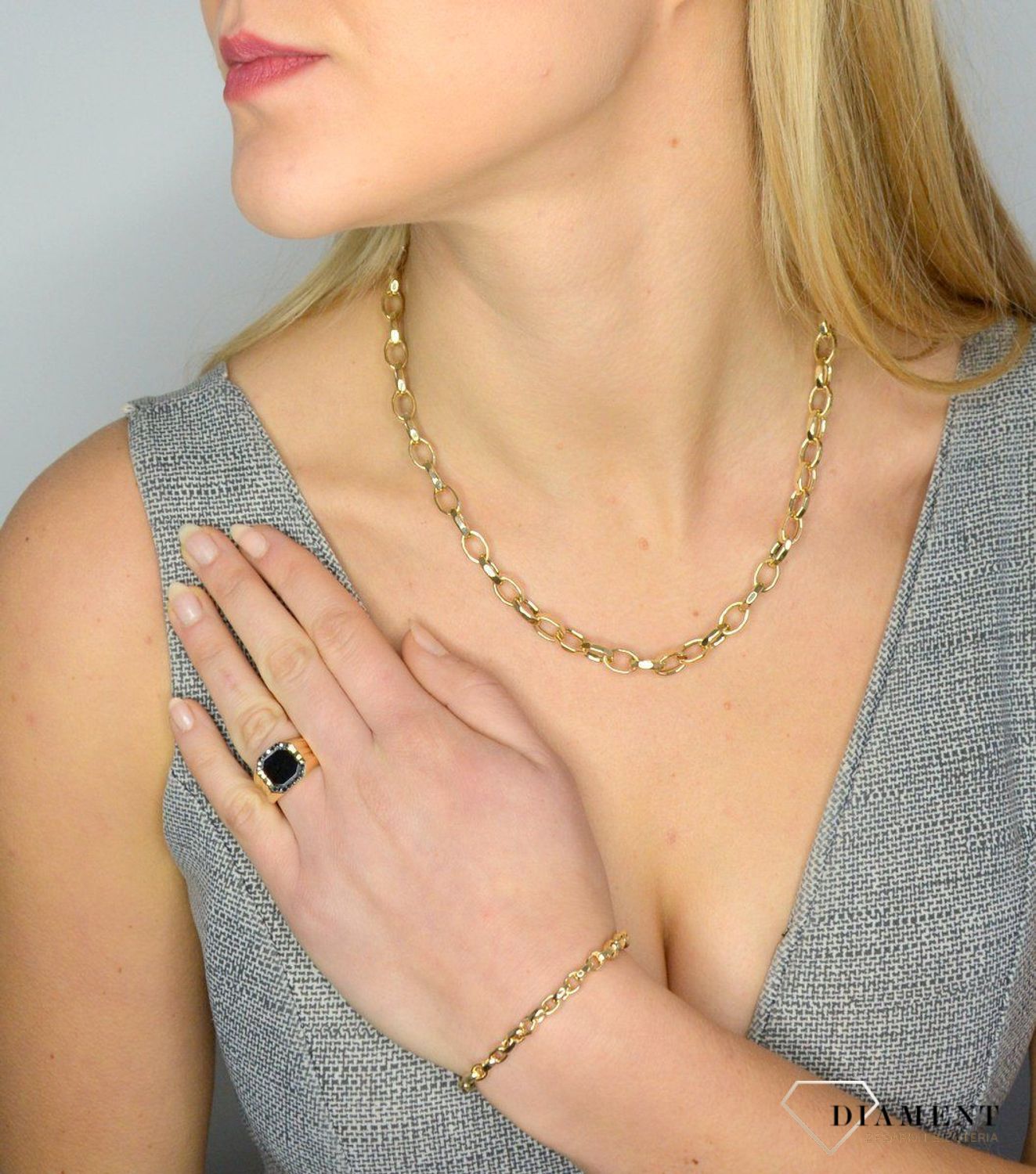 Złota bransoletka 585 duże ogniwka DIA-BRA-1758-585 to bransoletka ze złota z dużych ogniwek. Wytrzymała bransoletka ze złota..jpg