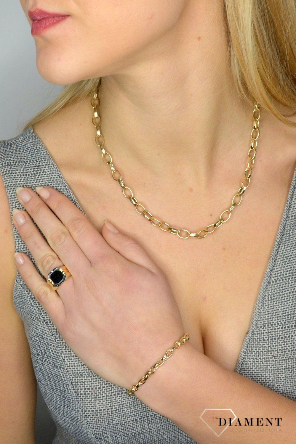 Złota bransoletka 585 duże ogniwka DIA-BRA-1758-585 to bransoletka ze złota z dużych ogniwek. Wytrzymała bransoletka ze złota..jpg