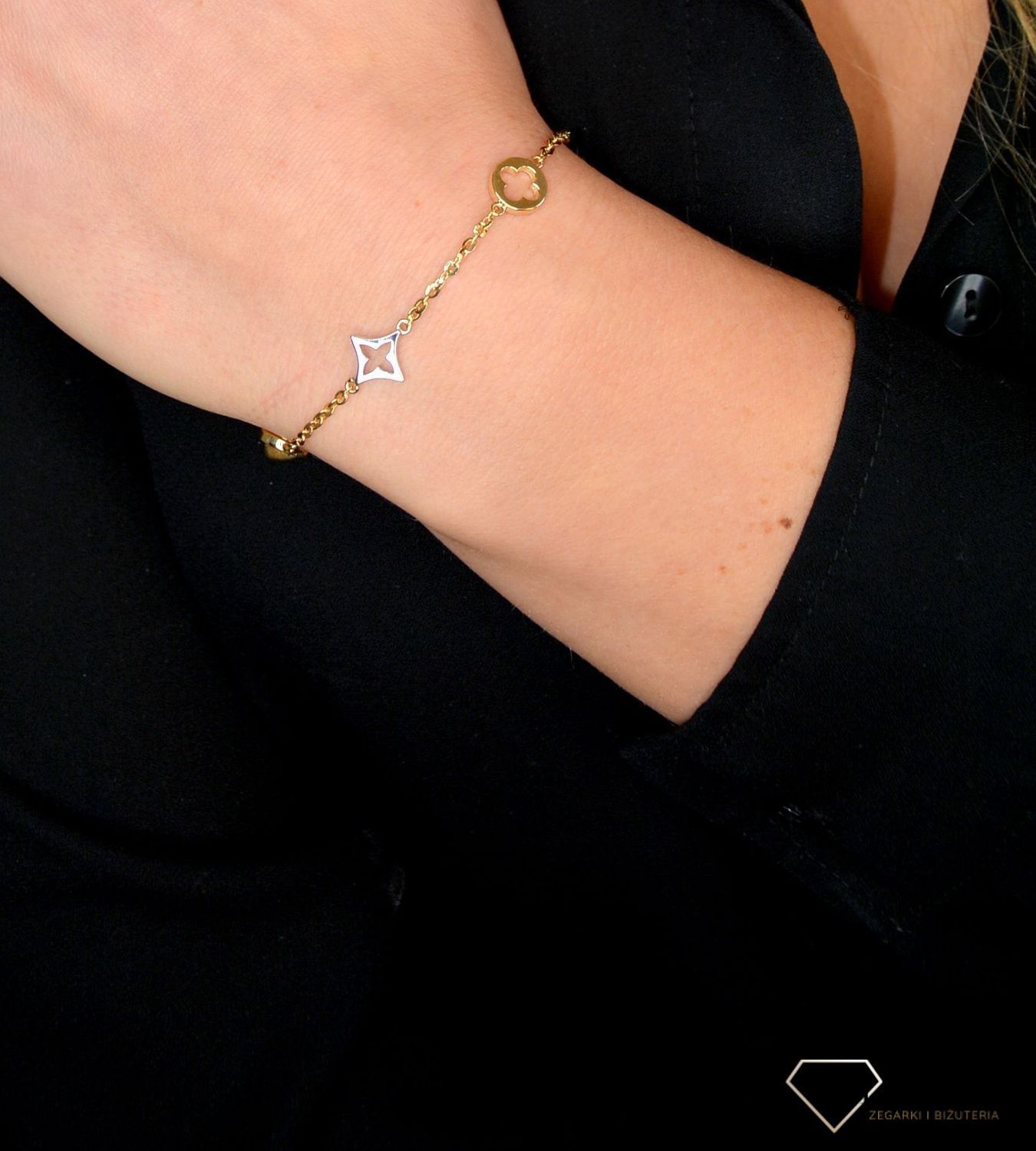 Złota bransoletka 585 białe i żółte złoto Liluo DIA-BRA-1760-585.jpg