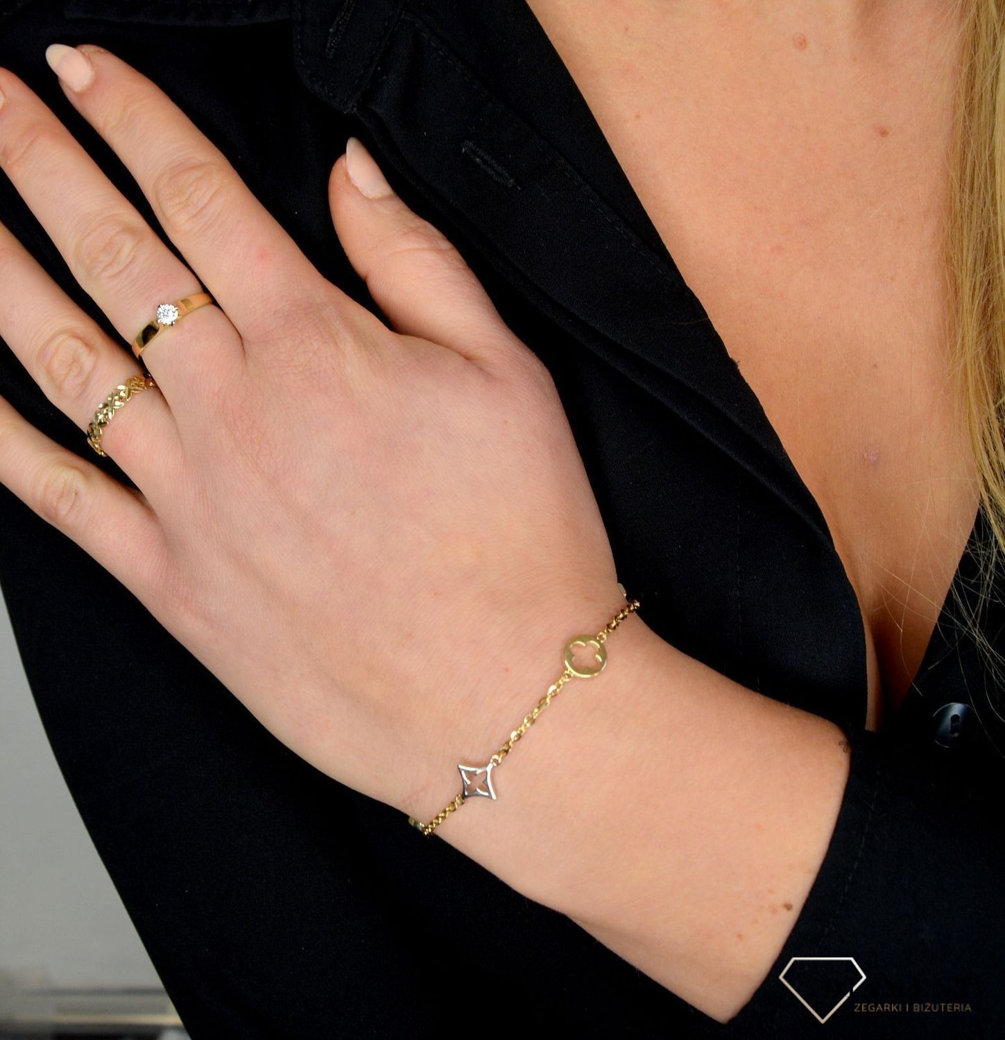 Złota bransoletka 585 białe i żółte złoto Liluo DIA-BRA-1760-585.jpg