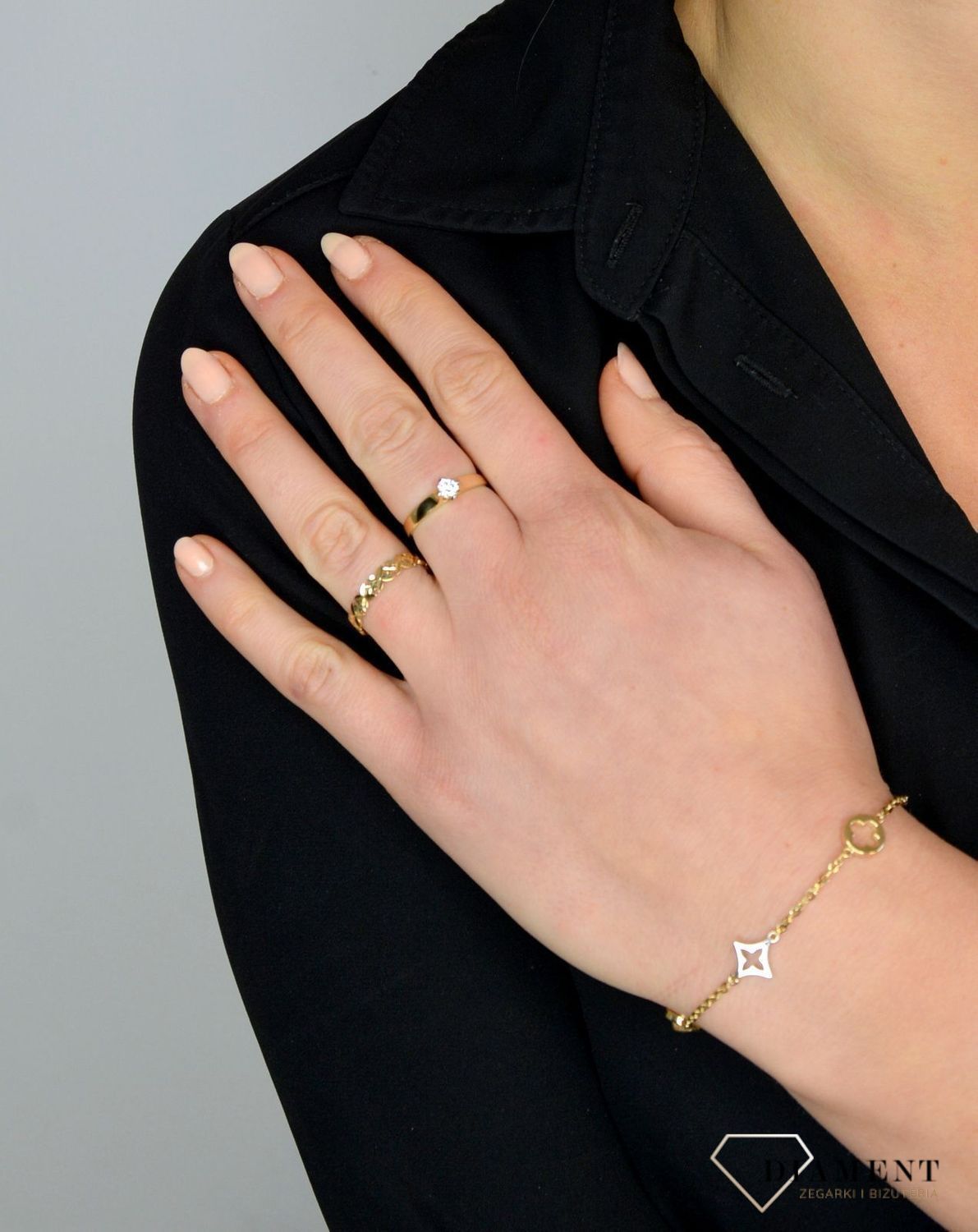 Złota bransoletka 585 białe i żółte złoto Liluo DIA-BRA-1760-585.jpg