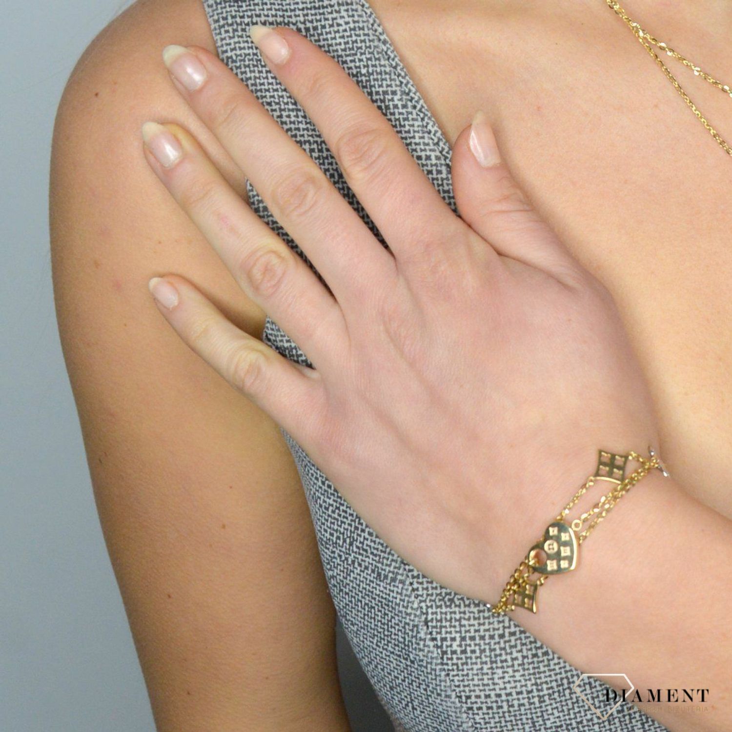 Złota bransoletka koniczynki liluo 585 DIA-BRA-1761-585 ✓ Bransoletka ze złota✓Złota Bransoletka.jpg