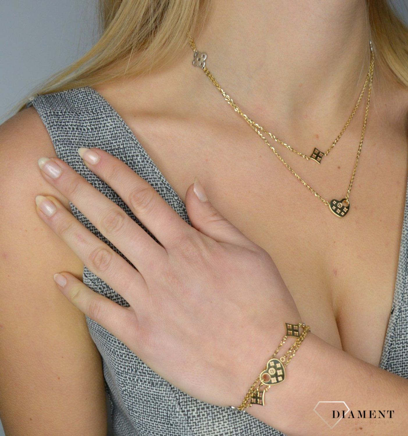 Złota bransoletka koniczynki liluo 585 DIA-BRA-1761-585 ✓ Bransoletka ze złota✓Złota Bransoletka.jpg