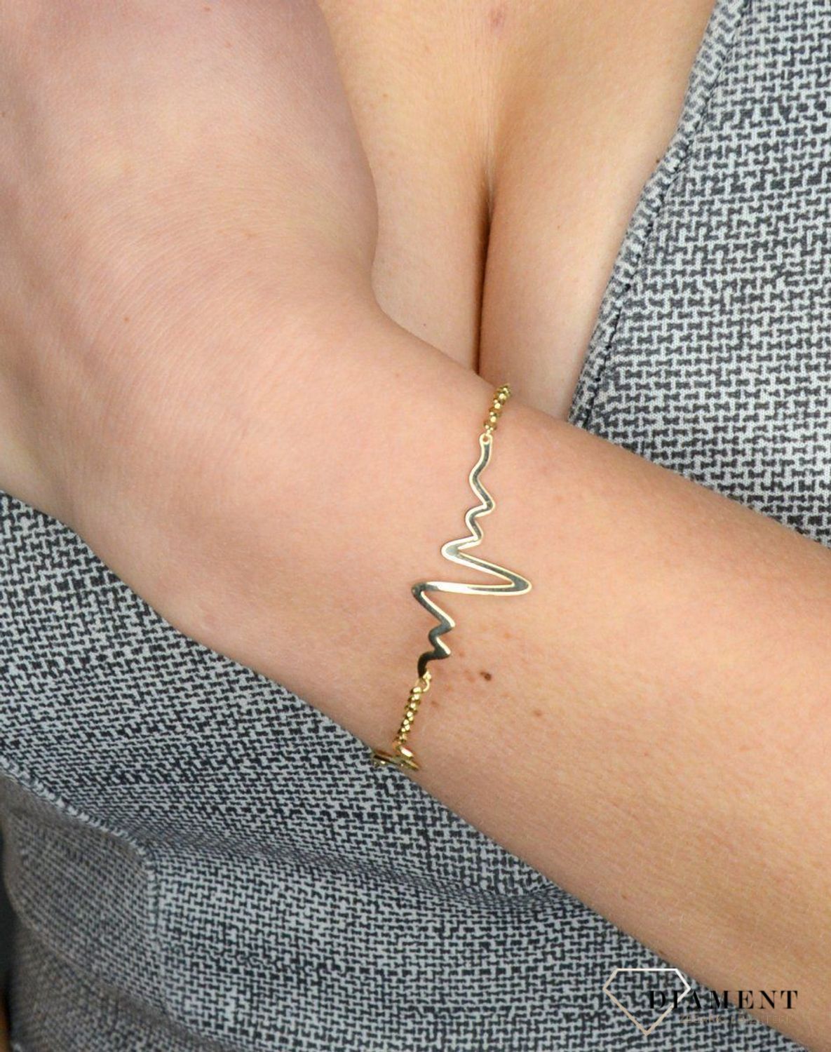 Złota bransoletka 'linia życia EKG' 585 DIA-BRA-1762-585.jpg