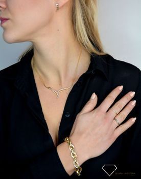 Złota bransoletka 585 duże ogniwka 'Bransoletka gwiazd' DIA-BRA-1765-585 💎 Złota bransoletka o ciekawym i modnym wzorze splecionych kół, częściowo ozdobionych cyrk (3).JPG