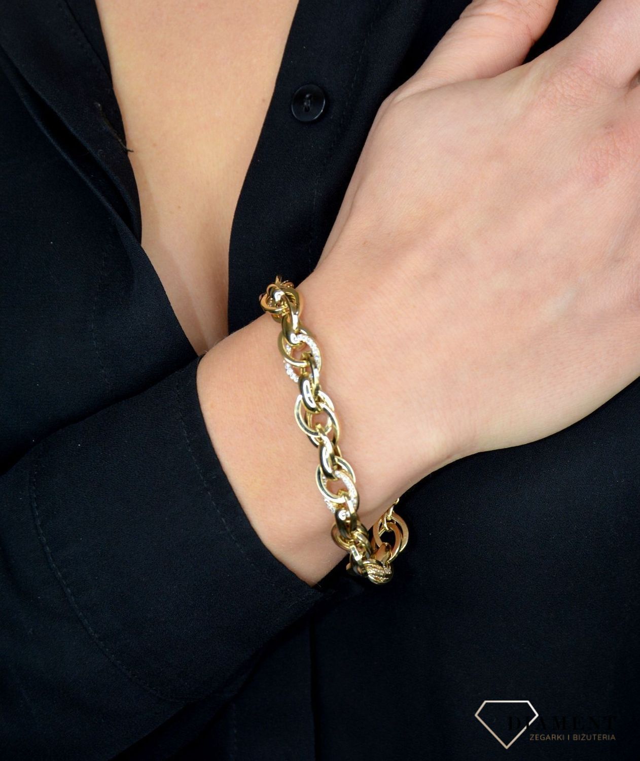 Złota bransoletka 585 duże ogniwka 'Bransoletka gwiazd' DIA-BRA-1765-585.jpg