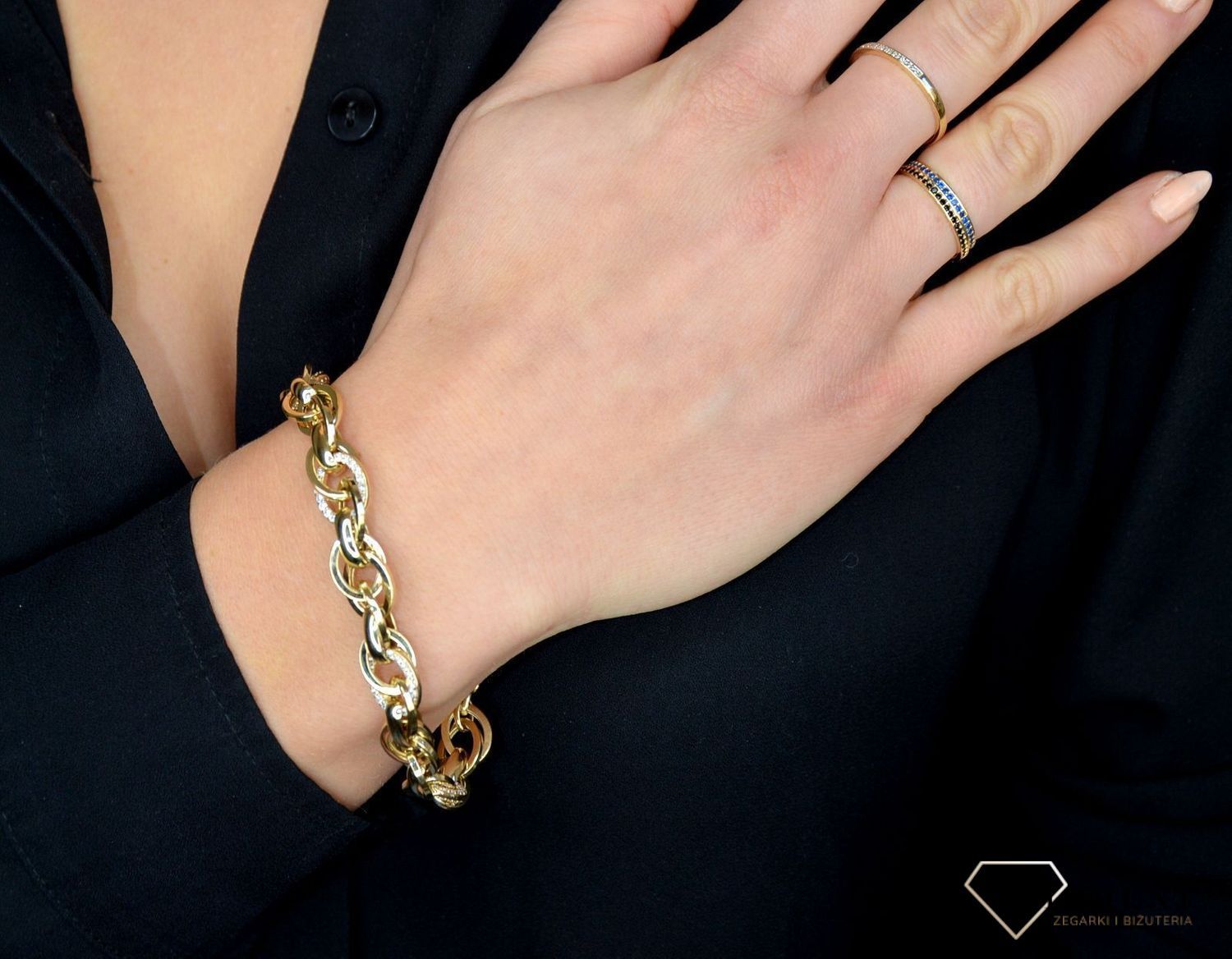 Złota bransoletka 585 duże ogniwka 'Bransoletka gwiazd' DIA-BRA-1765-585.jpg