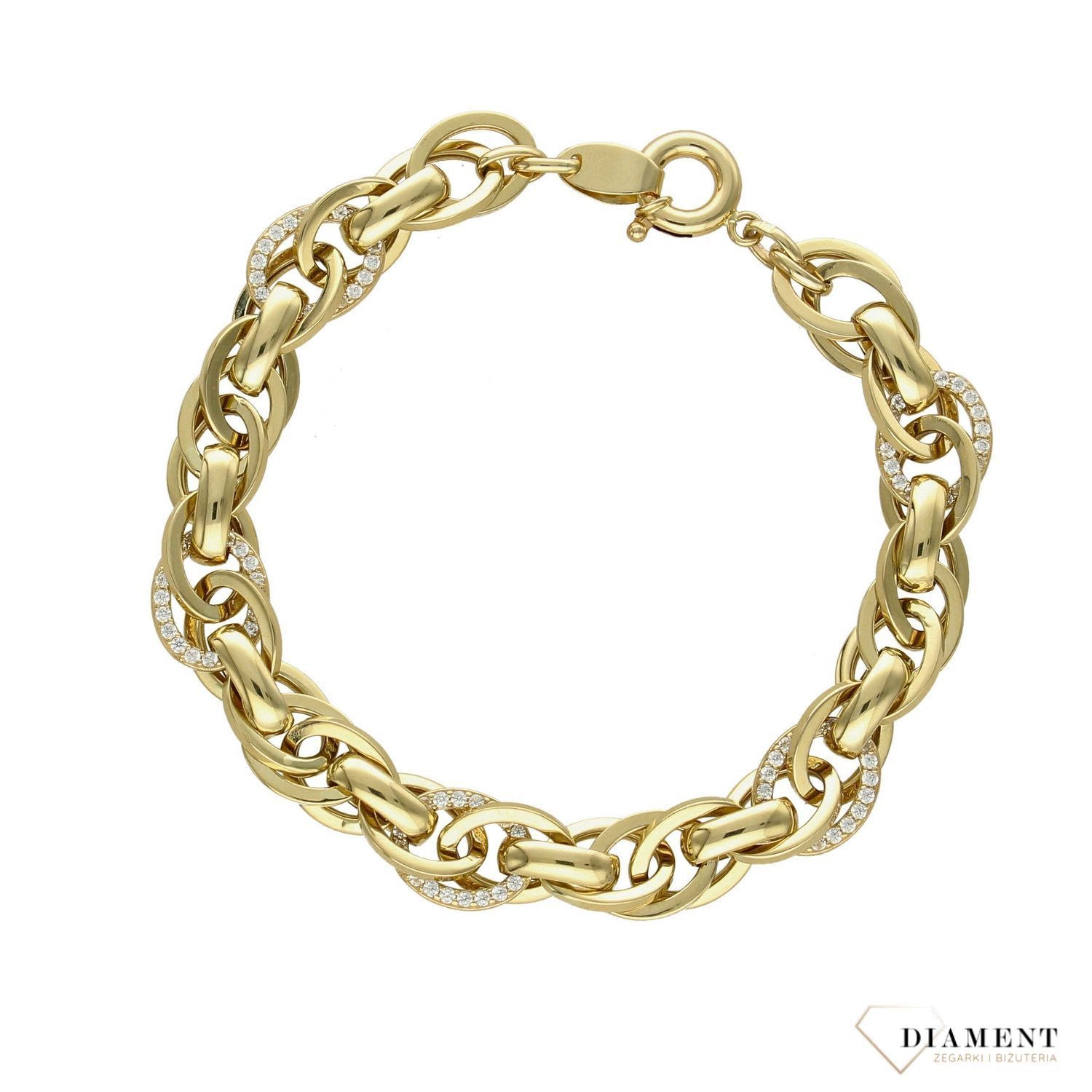 Złota bransoletka 585 duże ogniwka 'Bransoletka gwiazd' DIA-BRA-1765-585.jpg