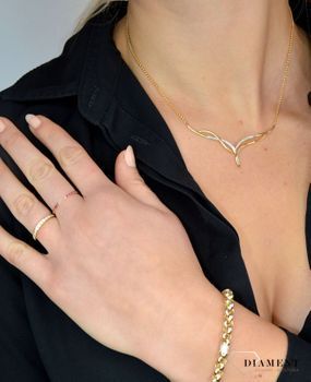 Złota bransoletka 585 duże oczka, cyrkonie na beczułkach DIA-BRA-1767-585 💎 Złota bransoletka wykonana z równych ogniw wykonanych z najwyższej jakości złota próby 58 (1).JPG