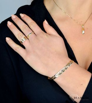 Złota bransoletka 585 duże ogniwka DIA-BRA-1768-585 💎 Złota bransoletka wykonana z najwyższej jakości złota próby 585 💎 Bransoletka o ciekawym splocie płaskich og (3).JPG