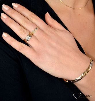 Złota bransoletka 585 duże ogniwka DIA-BRA-1768-585 💎 Złota bransoletka wykonana z najwyższej jakości złota próby 585 💎 Bransoletka o ciekawym splocie płaskich og (5).JPG