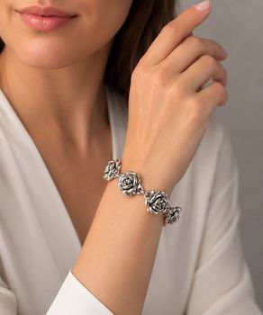Srebrna Bransoletka Damska z Różami 17 mm – 20 cm, 20,50 g.jpg