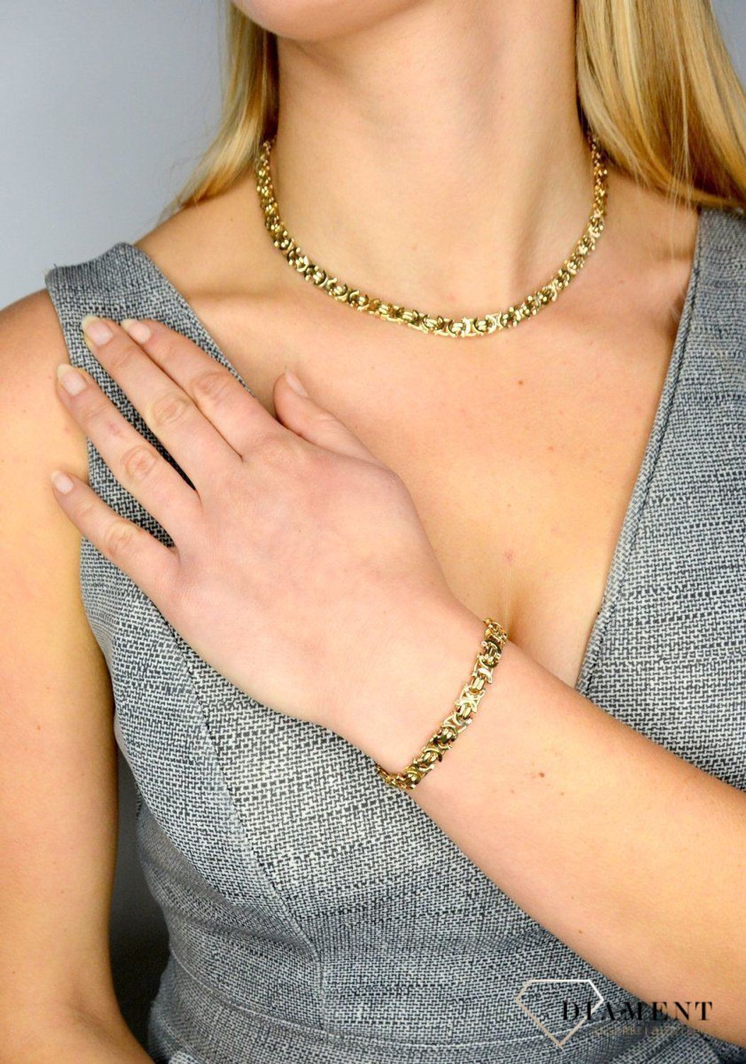 Bransoletka złota 585 pleciona 'Urok gwiazdy' DIA-BRA-1771-585.jpg