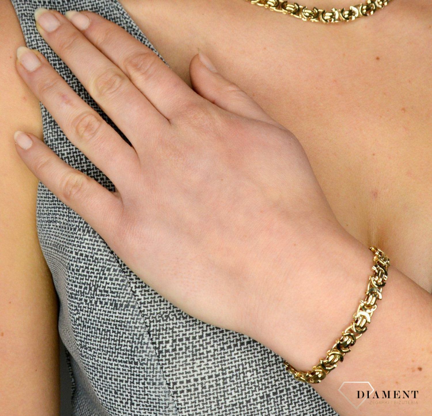 Bransoletka złota 585 pleciona 'Urok gwiazdy' DIA-BRA-1771-585.jpg