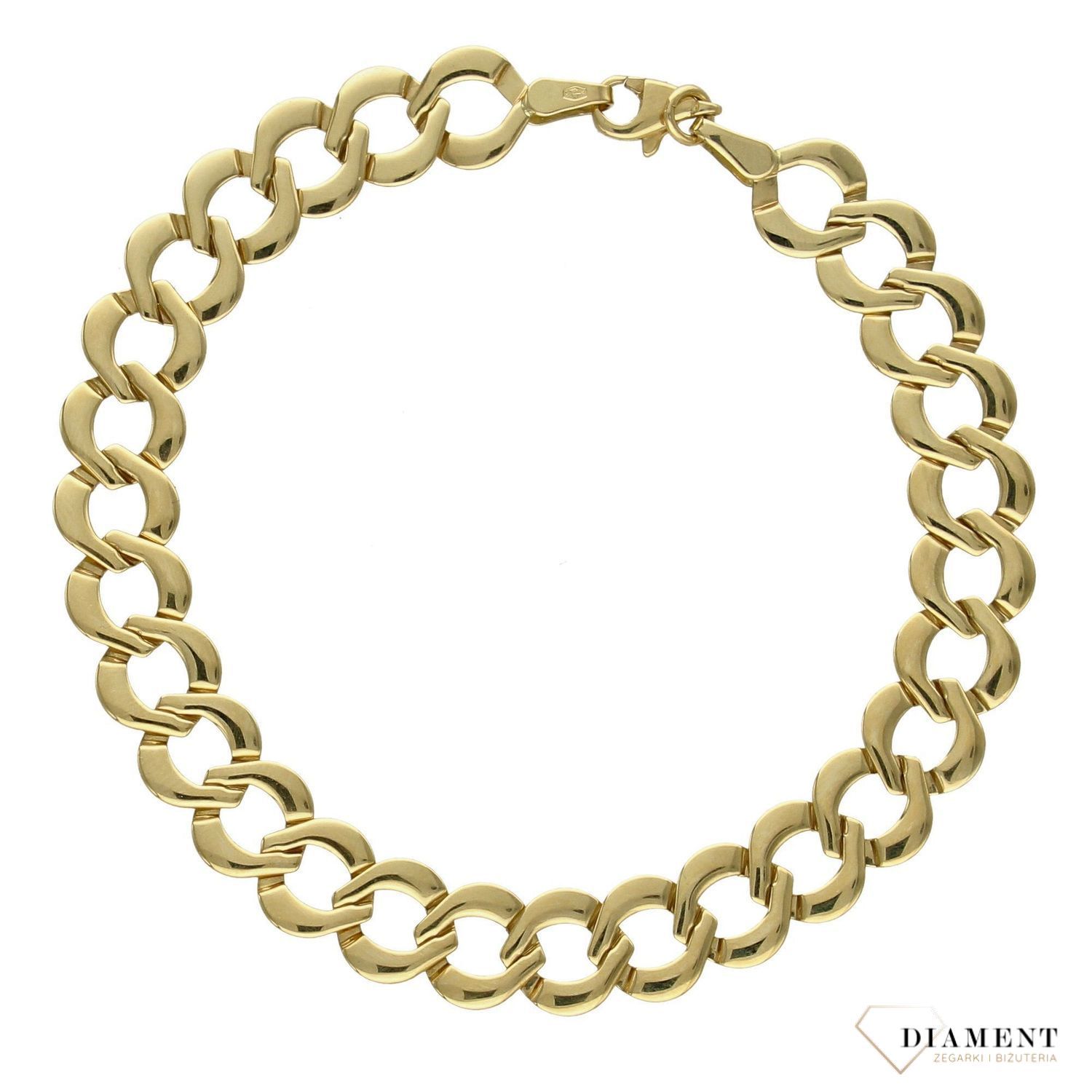 Złota bransoletka 585 duże, płaskie ogniwka 'Pancerka' DIA-BRA-1772-585.jpg
