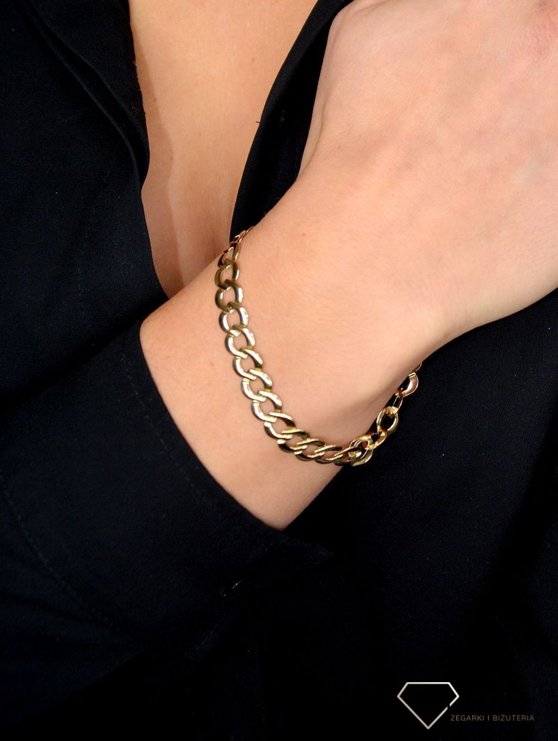 Złota bransoletka 585 duże, płaskie ogniwka 'Pancerka' DIA-BRA-1772-585.jpg