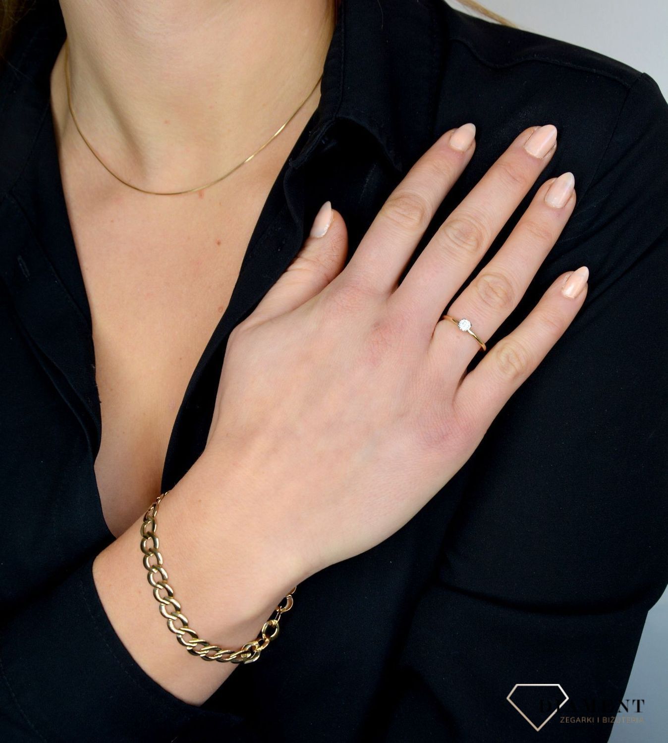 Złota bransoletka 585 duże, płaskie ogniwka 'Pancerka' DIA-BRA-1772-585.jpg