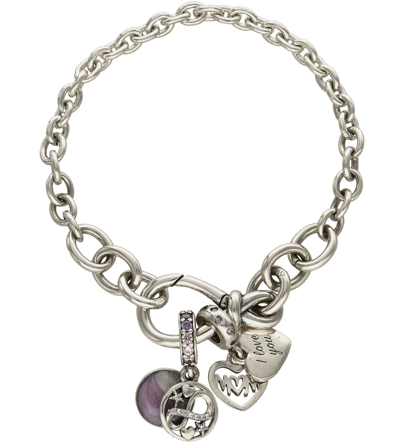 Bransoletka srebrna z zawieszkami dla mamy  DIA-BRA-1874-925 (1).jpg