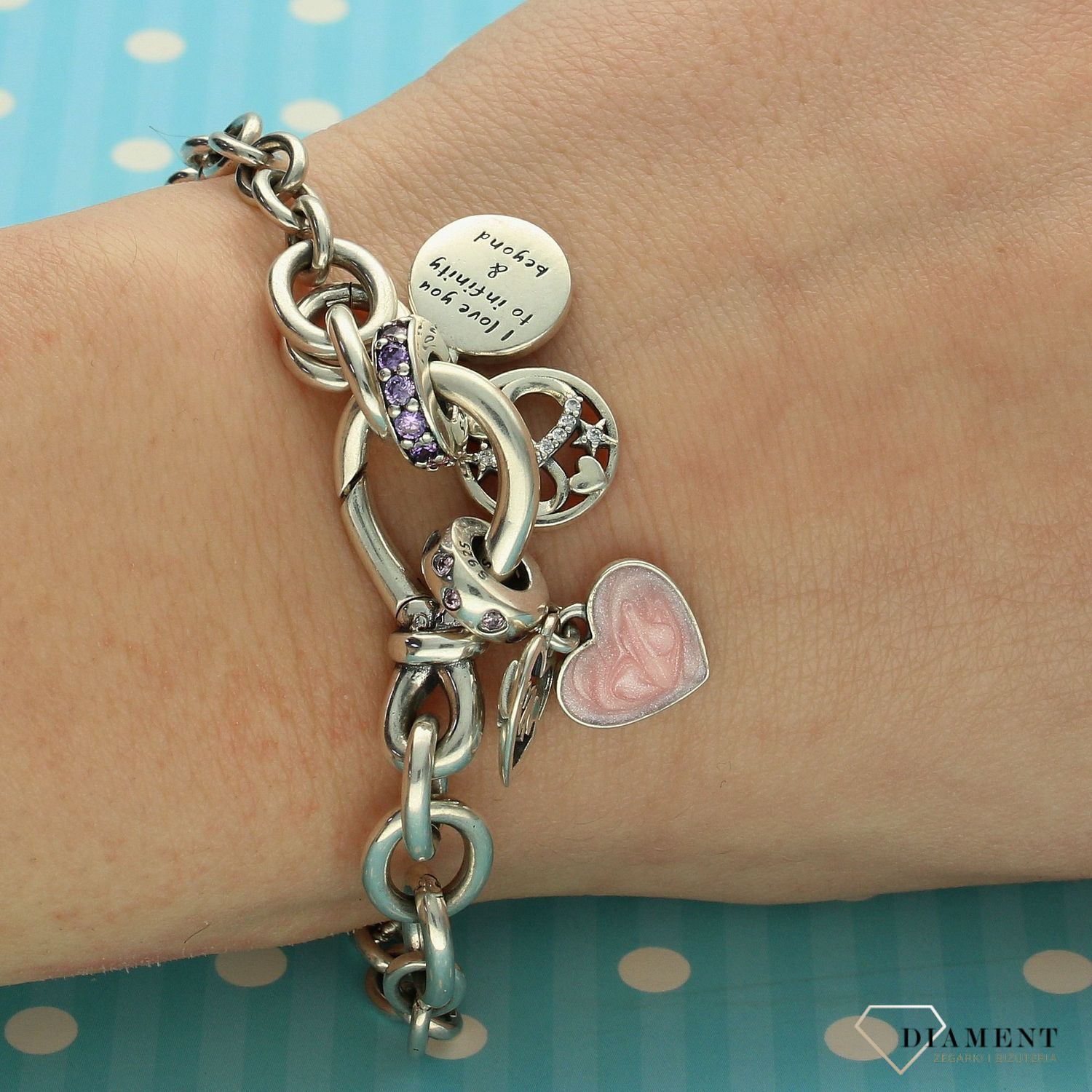 Bransoletka srebrna z zawieszkami dla mamy  DIA-BRA-1874-925 (1).jpg