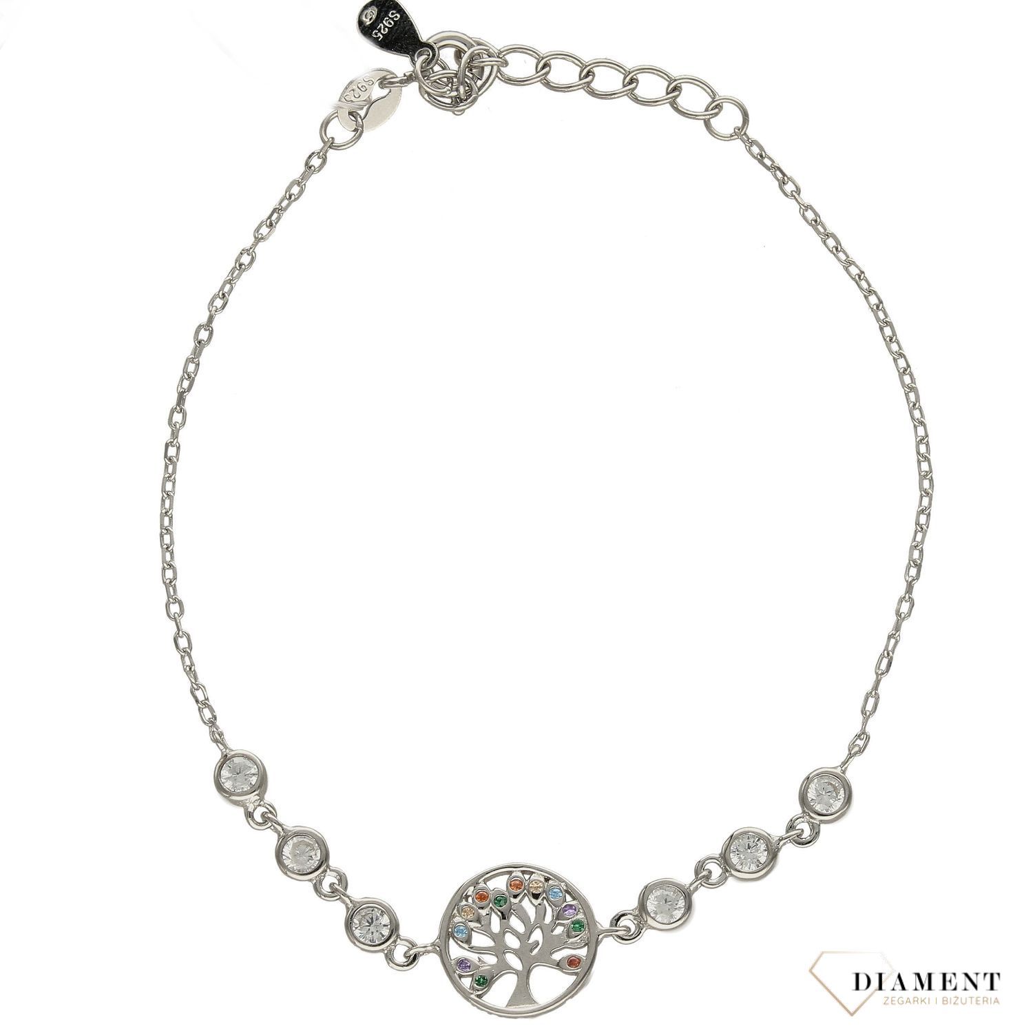 Srebrna bransoletka kolorowe drzewko szczęścia DIA-BRA-2065-925 (3).jpg