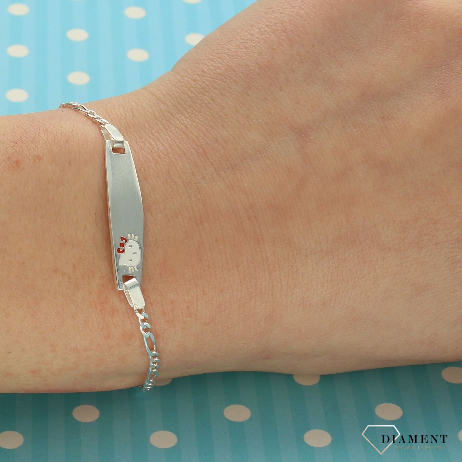 Bransoletka srebrna z blaszką i kotkiem DIA-BRA-2066-925 (1).jpg