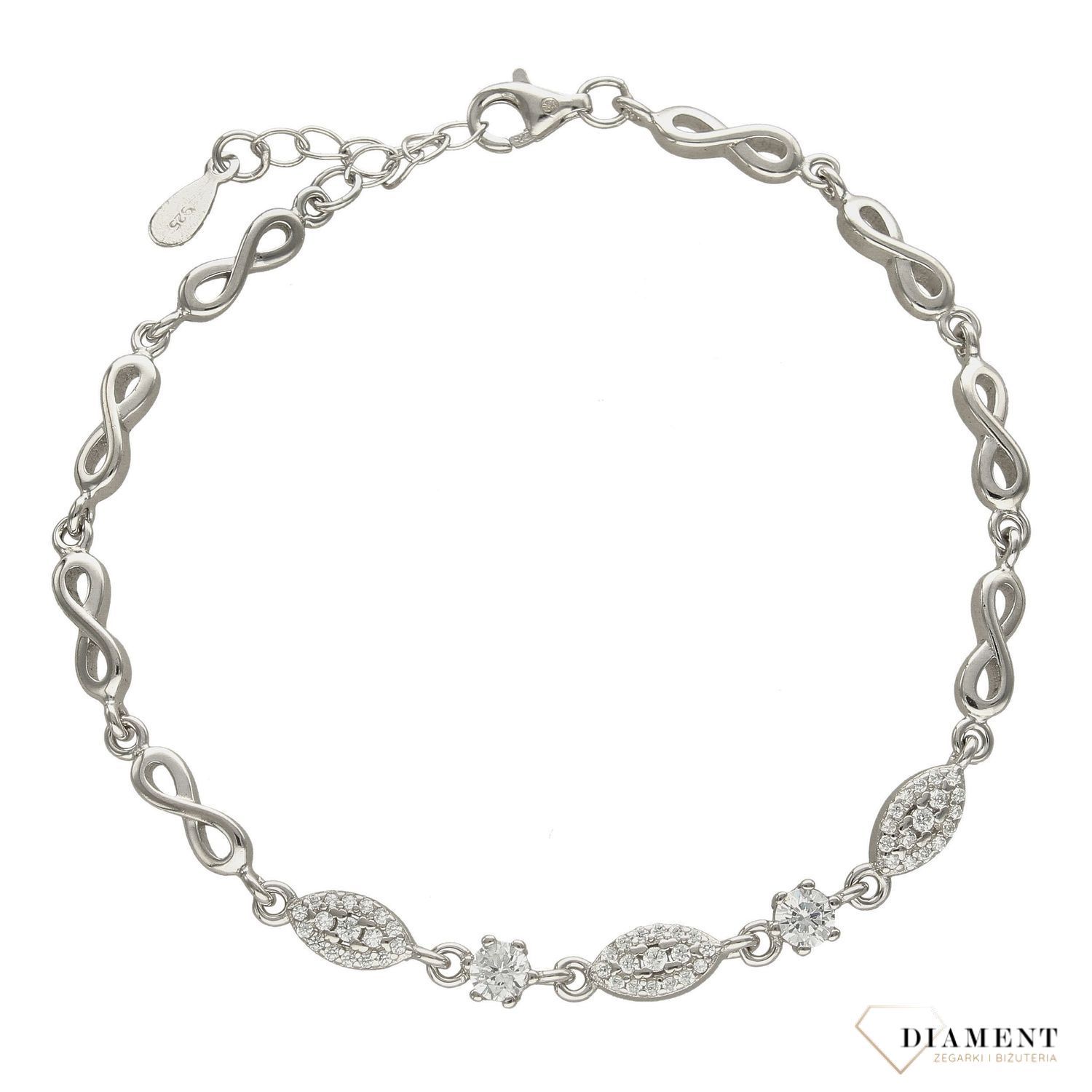 Bransoletka srebrna z nieskończonością i cyrkoniami DIA-BRA-2067-925 (1).jpg