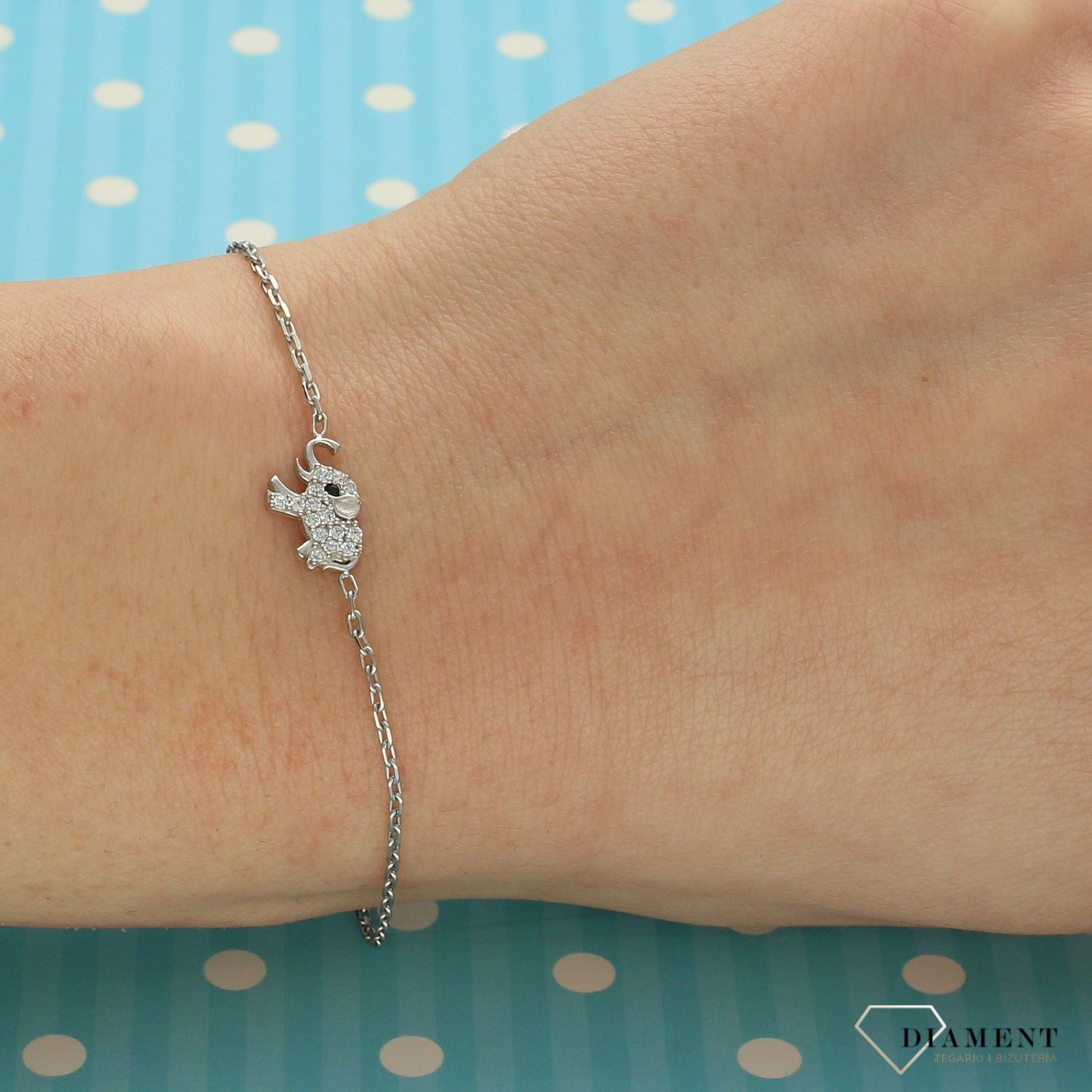 Srebrna bransoletka słonik z cyrkoniami DIA-BRA-2070-925 (1).jpg