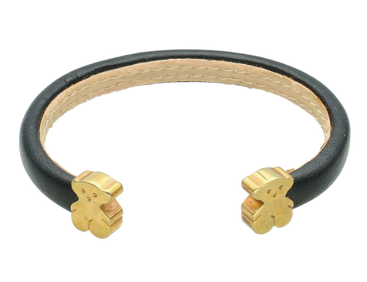 Bransoletka stalowa damska Tous'' na skórzanym pasku DIA-BRA-215911090-STAL. Stalowa bransoletka damska. Skórzana bransoletka damska z misiem. Bransoletka czarna z misiem Tous. Bransoletka modowa ze skóry dla kobiety.  (3).jpg