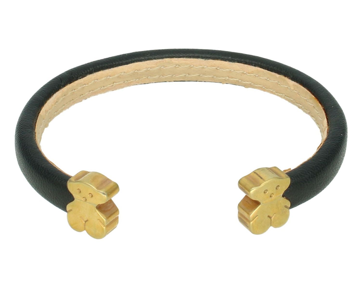 Bransoletka stalowa damska Tous'' na skórzanym pasku DIA-BRA-215911090-STAL. Stalowa bransoletka damska. Skórzana bransoletka damska z misiem. Bransoletka czarna z misiem Tous. Bransoletka modowa ze skóry dla kobiety.  (3).jpg