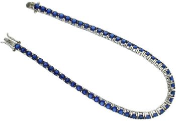 Srebrna bransoletka tenisowa z granatowymi cyrkoniami próba 925. Długość 18 cm, szerokość 3 mm. Elegancka biżuteria na każdą okazję. Idealna na prezent.2.jpg