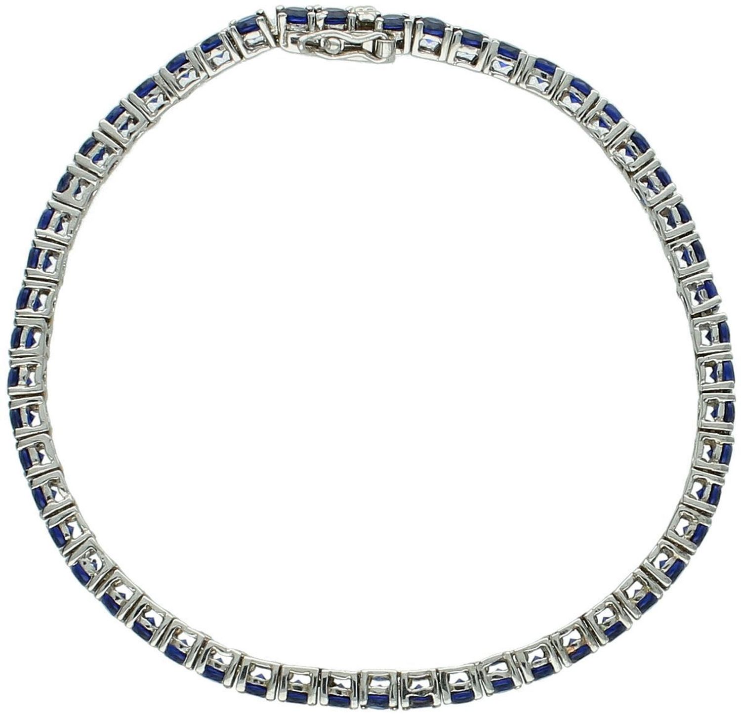 Srebrna bransoletka tenisowa z granatowymi cyrkoniami próba 925. Długość 18 cm, szerokość 3 mm. Elegancka biżuteria na każdą okazję. Idealna na prezent.1.jpg