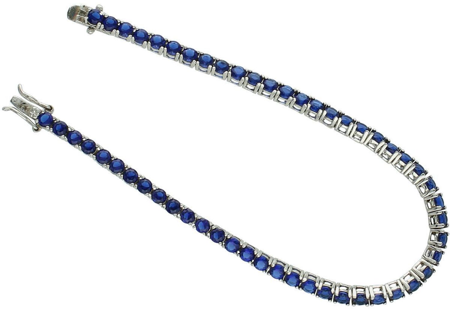 Srebrna bransoletka tenisowa z granatowymi cyrkoniami próba 925. Długość 18 cm, szerokość 3 mm. Elegancka biżuteria na każdą okazję. Idealna na prezent.1.jpg
