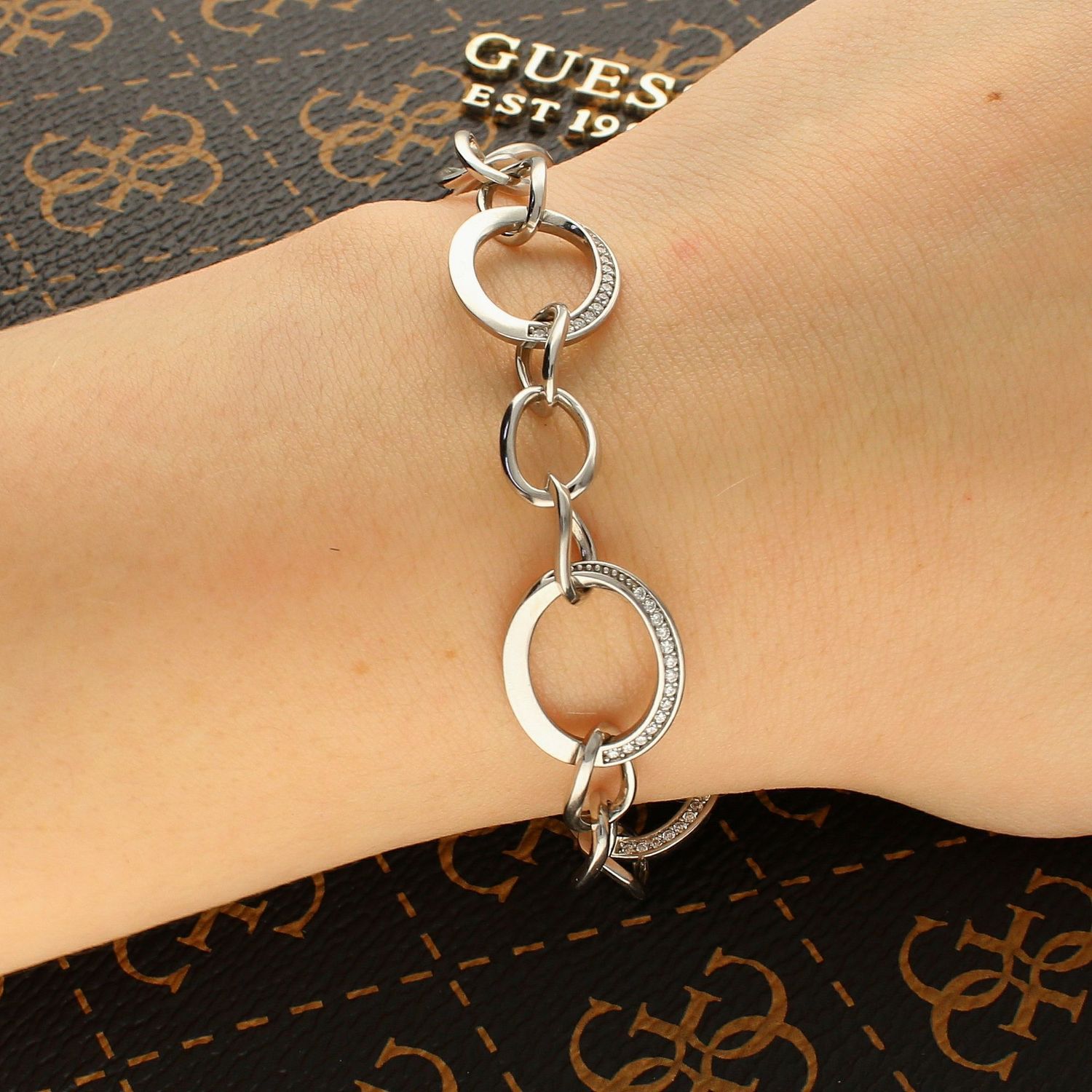 Bransoletka srebrna 925 ozdobiona cyrkonią 'Łańcuchowy splot' DIA-BRA-2285-925 (2).jpg