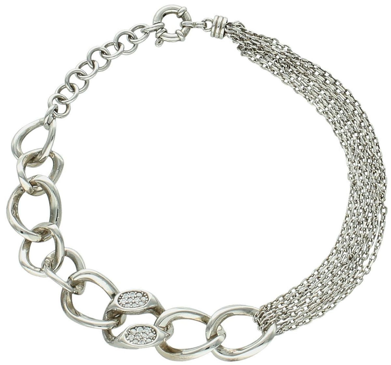 Bransoletka damska srebrna próba 925, dwa sploty DIA-BRA-2287-925 Bransoletka damska wykonana z wysokiej jakości srebra próby 925, model z dwoma splotami 1.jpg