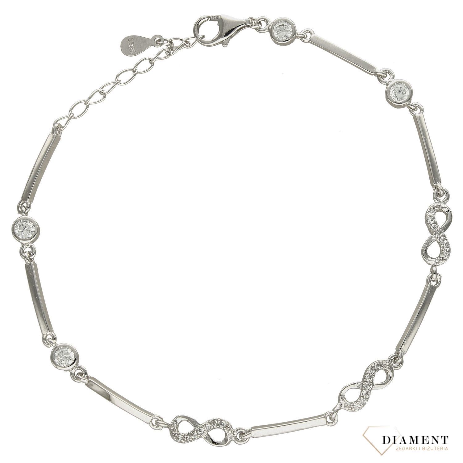 Srebrna bransoletka nieskończoność z cyrkonią DIA-BRA-2290-925 (1).jpg